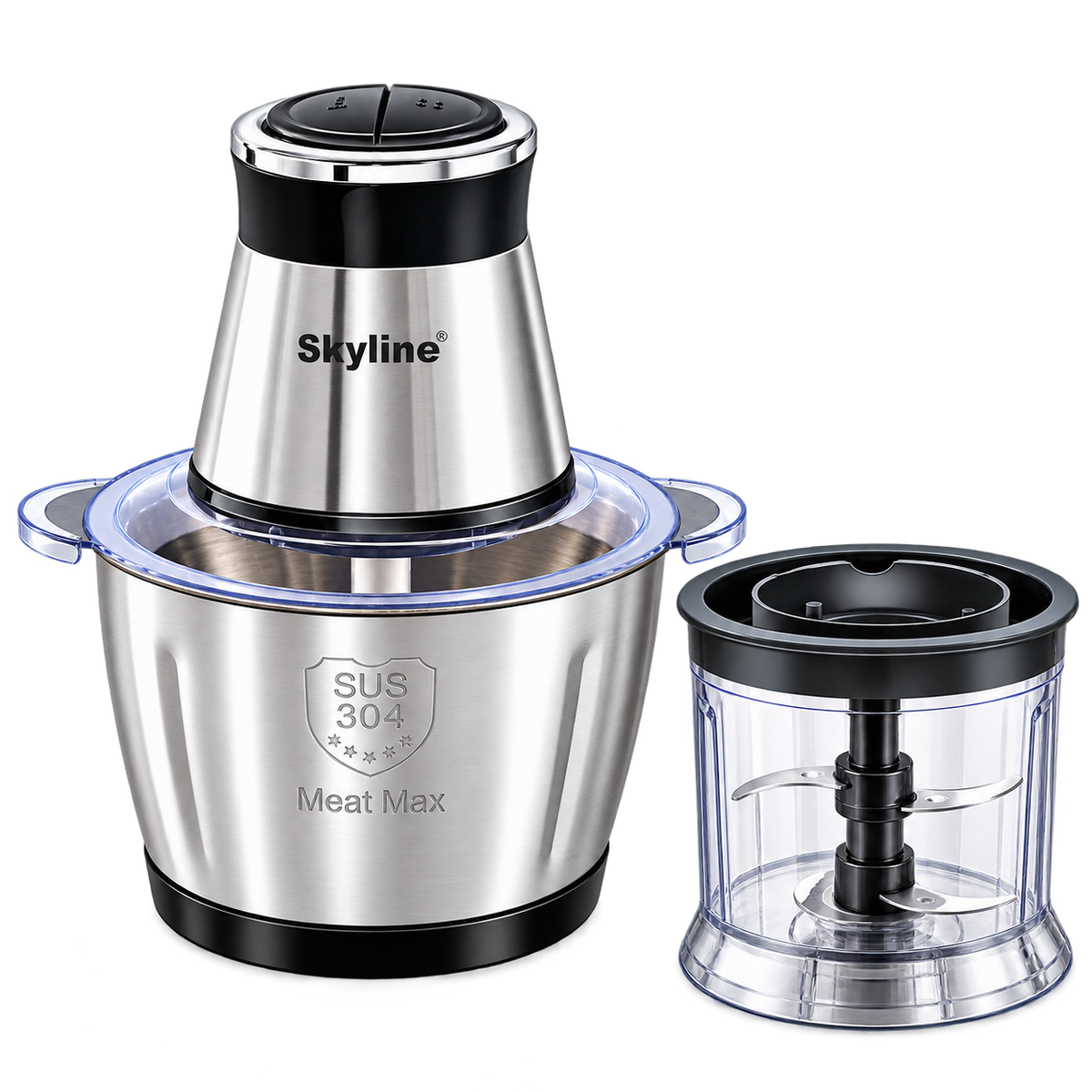 Skyline VTL-9052 400W electric chopper with 700ml plastic jar and 2L stainless-steel chopping bowl
