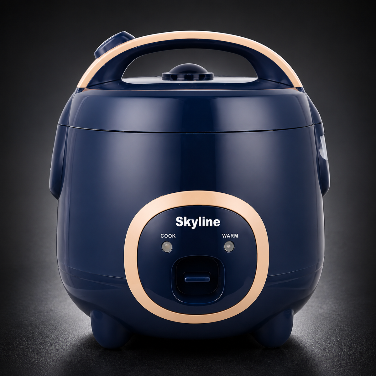 Skyline Deluxe 1.8L blue rice cooker premium dark studio view
