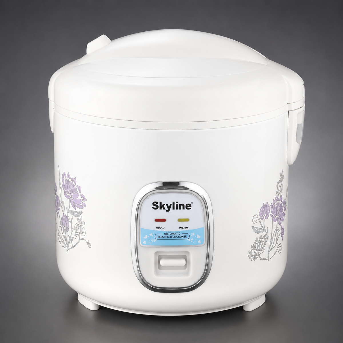Skyline VTL-9080 floral white rice cooker premium studio view