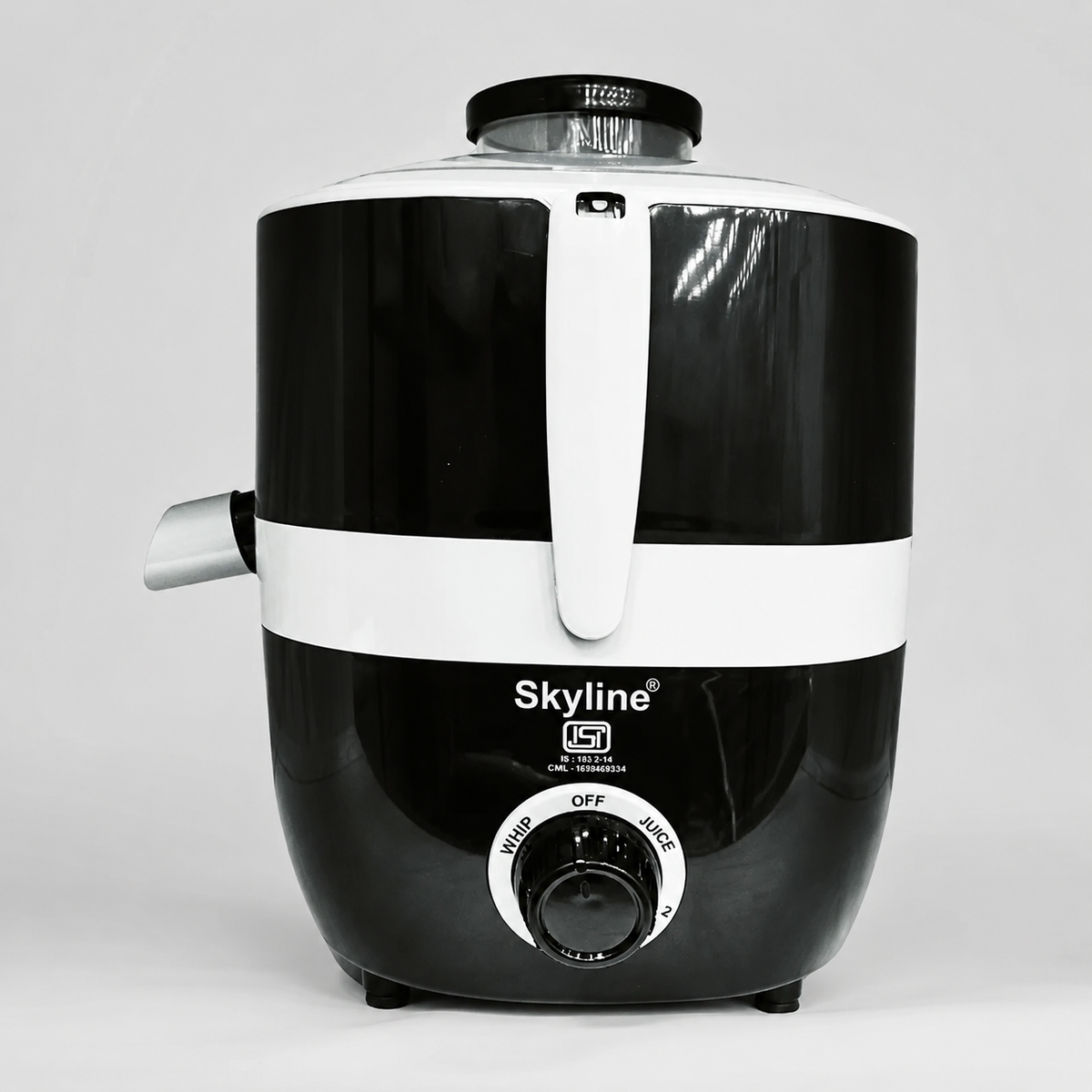Skyline VTL-9900 juice extractor detailed controls and spout view
